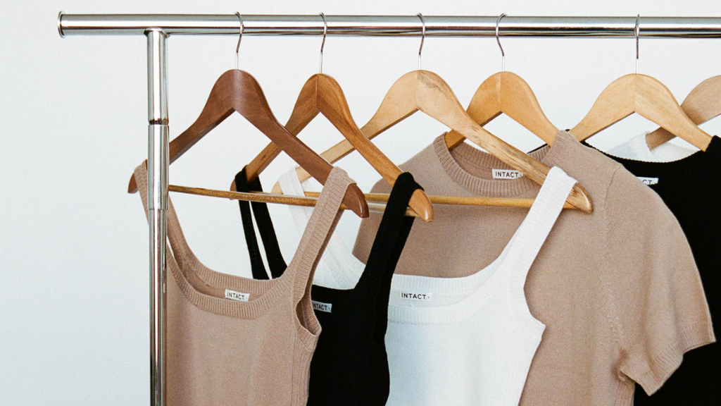 clothing rack of intact merino wool clothing