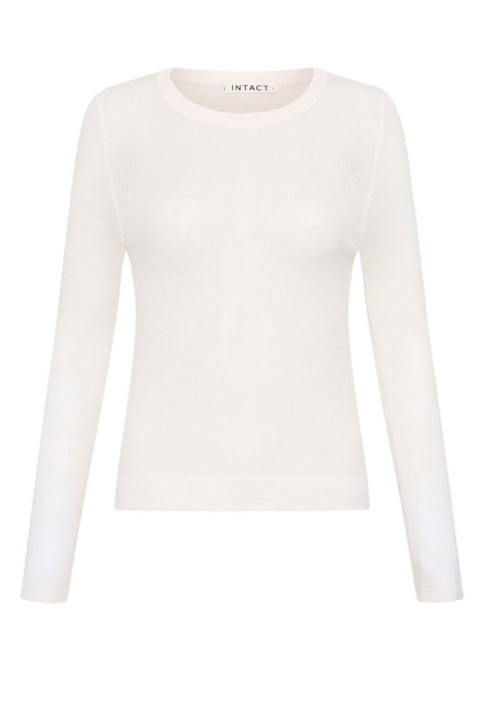 White merino wool long sleeve top