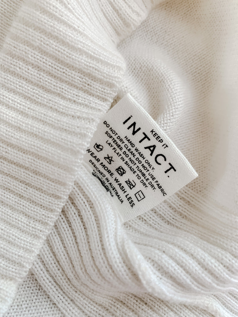 Wear more, wash less INTACT care tag